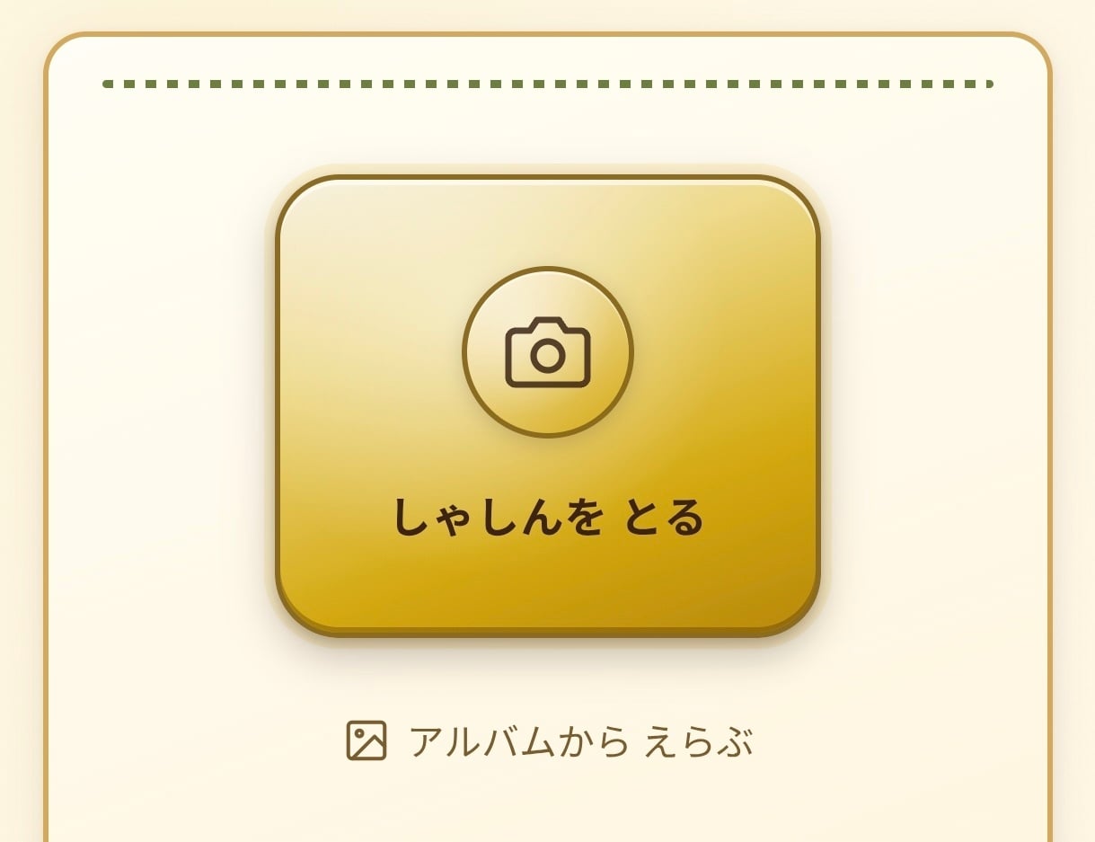 The capture screen, with a "Take a photo" button and "Pick from album"